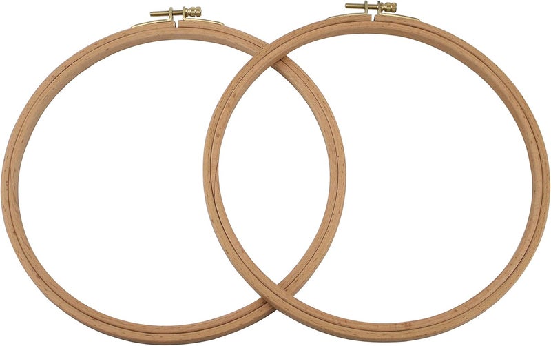 GuoFa 2 Pack 6 Inch Wood Embroidery Hoop, Beech Wood Cross Stitch Hoops for DIY Decoration - Image 1